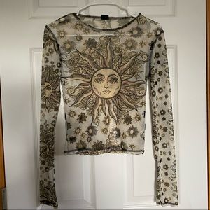 Urban outfitters see through mesh celestial top